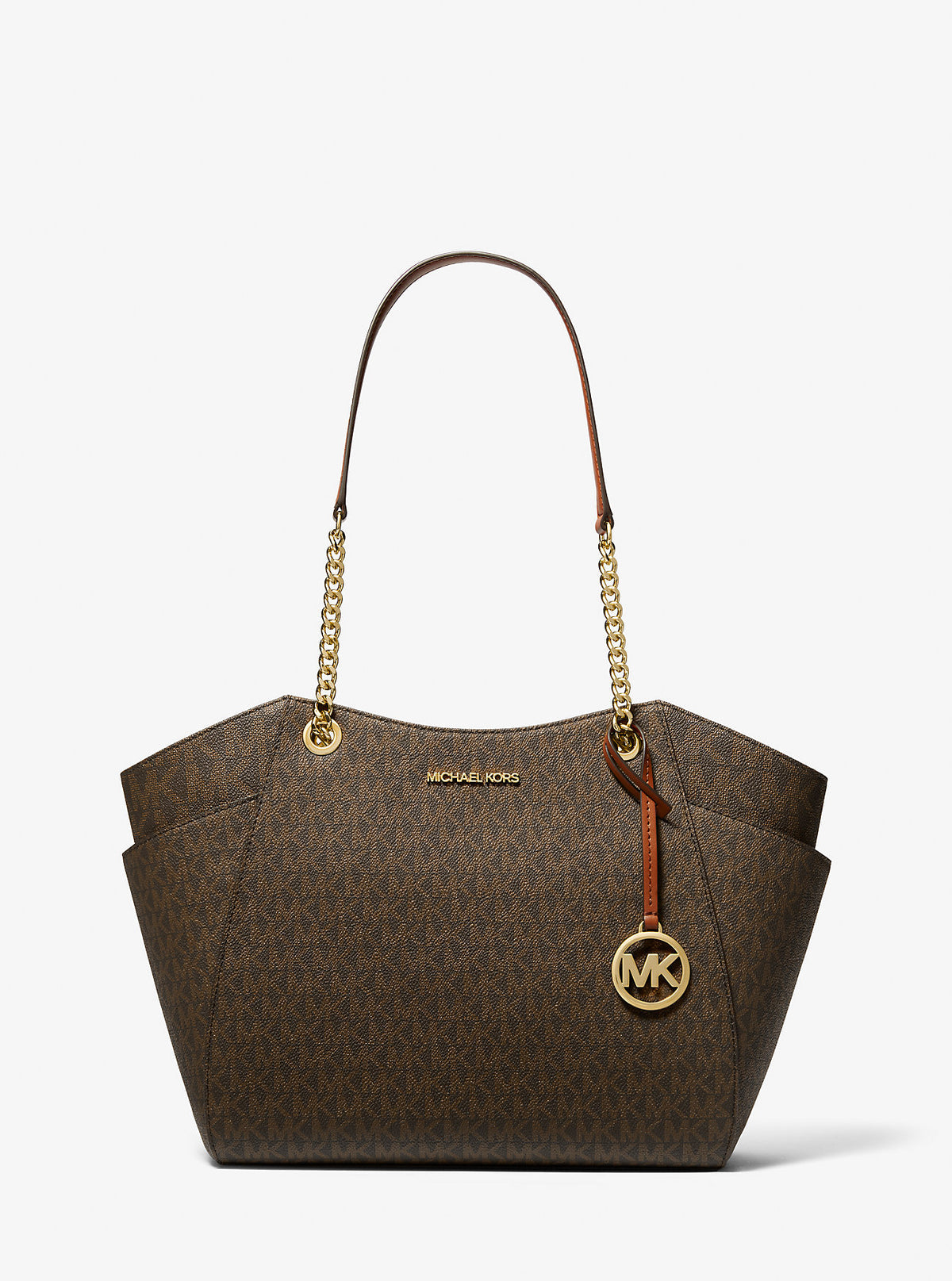 Michael Kors Jet Set Large Signature Logo Shoulder Bag Brown
