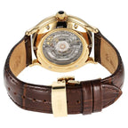 Titan Nebula Art Deco 18k Gold Skeleton Automatic Swiss calibre Leather Strap Watch for Men