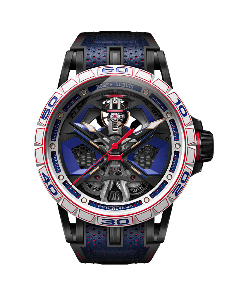 Roger Dubuis Spider Monobalancier Huracan Watch, 45mm Blue Skeleton Dial, DBEX1008
