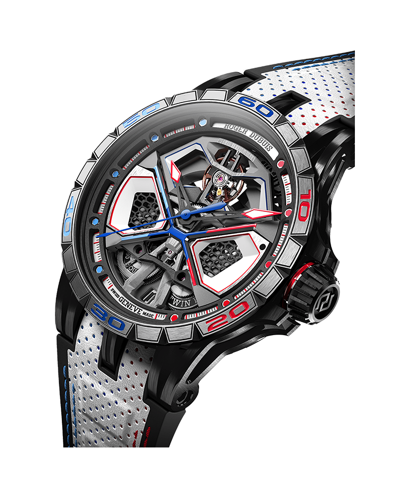 Roger Dubuis Spider Monobalancier Huracan Watch, 45mm Blue Skeleton Dial, DBEX1008