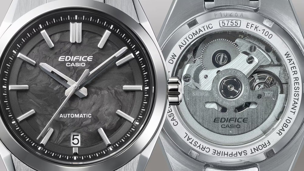 Casio Edifice AUTOMATIC Forged Carbon Transparent screw-down back watch EFK-100XPB-1AJF