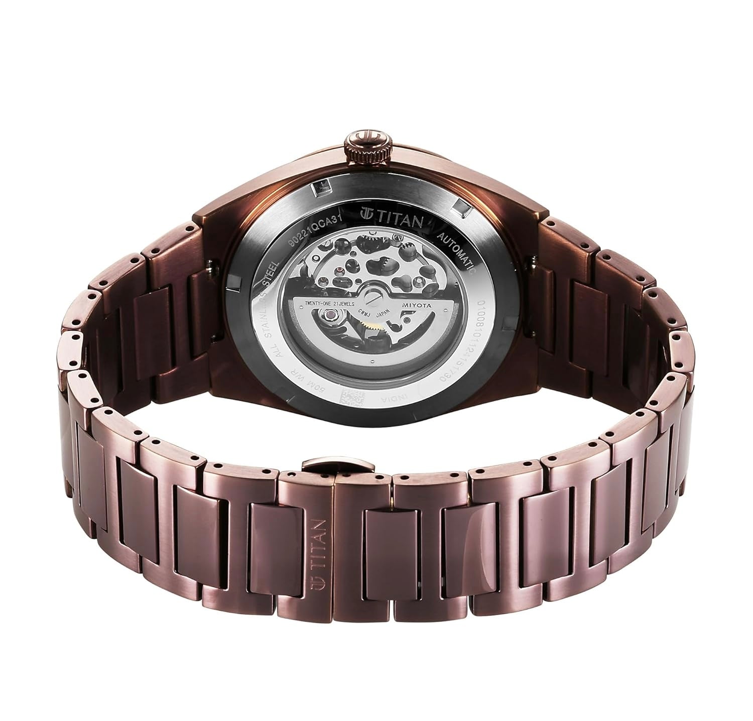 Titan Nexus Skeletal Automatic Analog with Brown Dial Brown Stainless Steel Strap Watch for Men