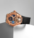 Britime London Galaxy Men’s Automatic Watch – Rose Gold Dial, Black Silicon Strap, Multi-Function | Model 777-P30706 | Stylish Timepiece for Any Occasion