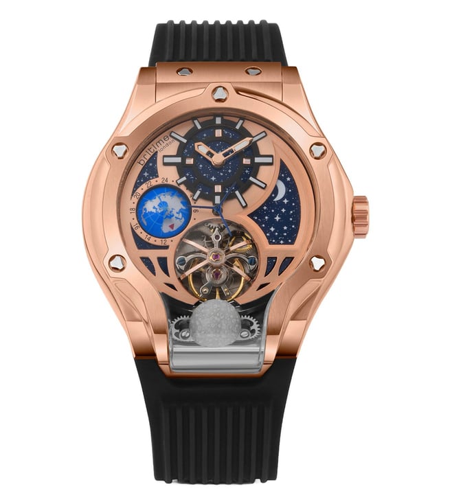 Britime London Galaxy Men’s Automatic Watch – Rose Gold Dial, Black Silicon Strap, Multi-Function | Model 777-P30706 | Stylish Timepiece for Any Occasion