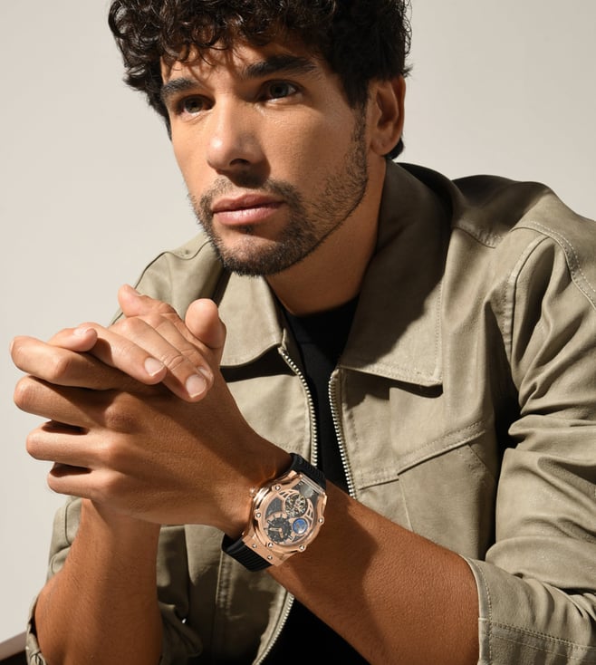 Britime London Galaxy Men’s Automatic Watch – Rose Gold Dial, Black Silicon Strap, Multi-Function | Model 777-P30706 | Stylish Timepiece for Any Occasion