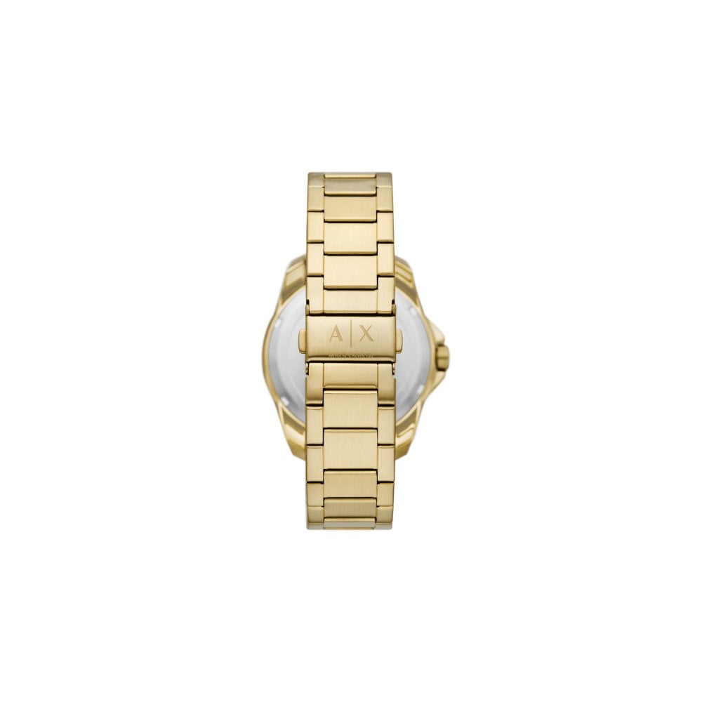 Armani Exchange Mens SPENCER Round Green Textured Date Dial Gold Plated Bracelet Watch AX1951