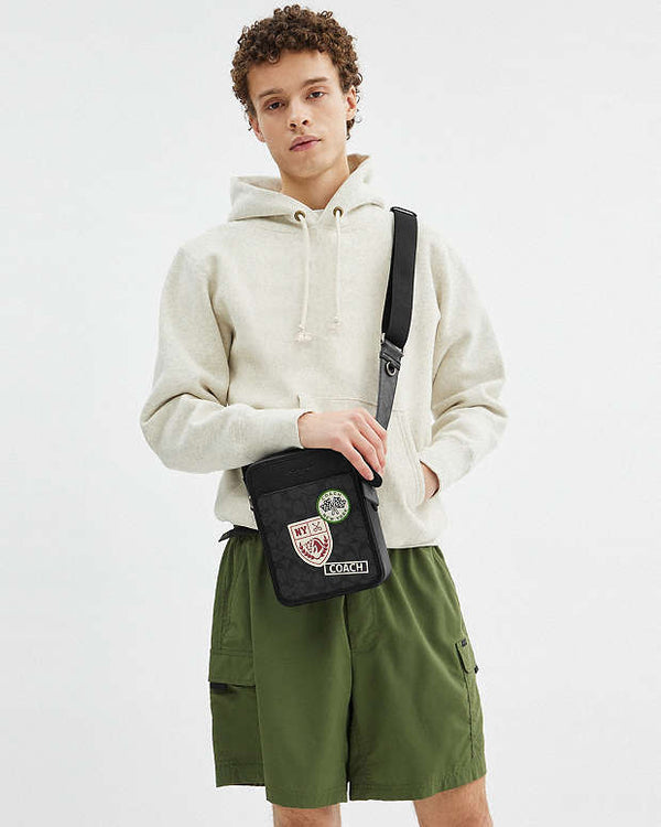 Coach Sullivan Crossbody Bag In Signature Canvas With Patches Gunmetal-Charcoal Multi