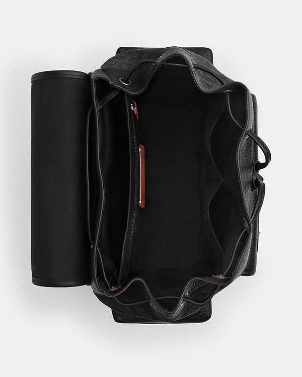 Coach Sprint Backpack In Signature Canvas With Patches Signature Canvas-Gunmetal-Charcoal Multi