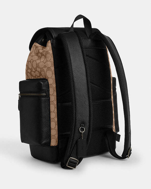 Coach Sprint Backpack In Signature Jacquard Signature Jacquard-Qb-Tan-Black