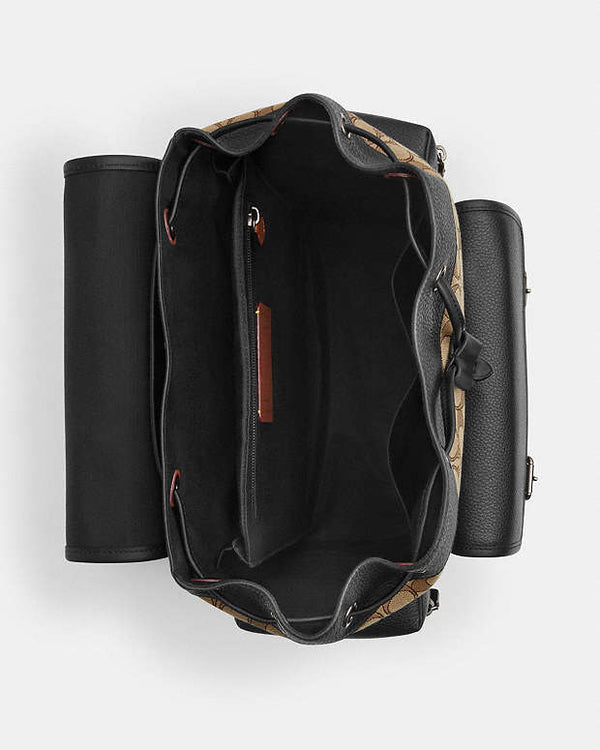 Coach Sprint Backpack In Signature Jacquard Signature Jacquard-Qb-Tan-Black