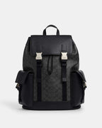 Coach Clark Backpack In Signature Canvas Signature Canvas-Gunmetal-Charcoal-Black