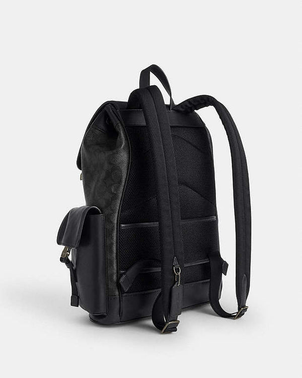 Coach Clark Backpack In Signature Canvas Signature Canvas-Gunmetal-Charcoal-Black