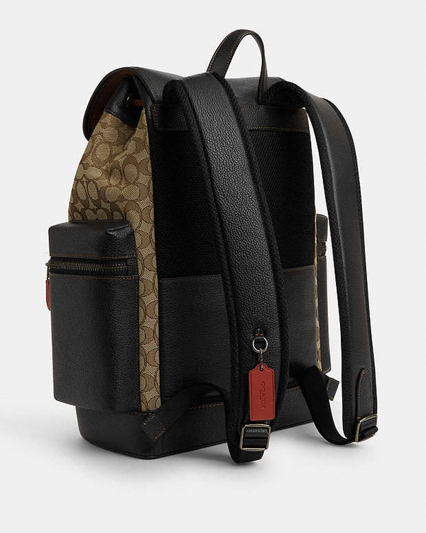 Coach Sprint Backpack In Signature Jacquard Signature Canvas-Black Antique Nickel-Khaki-Black Multi