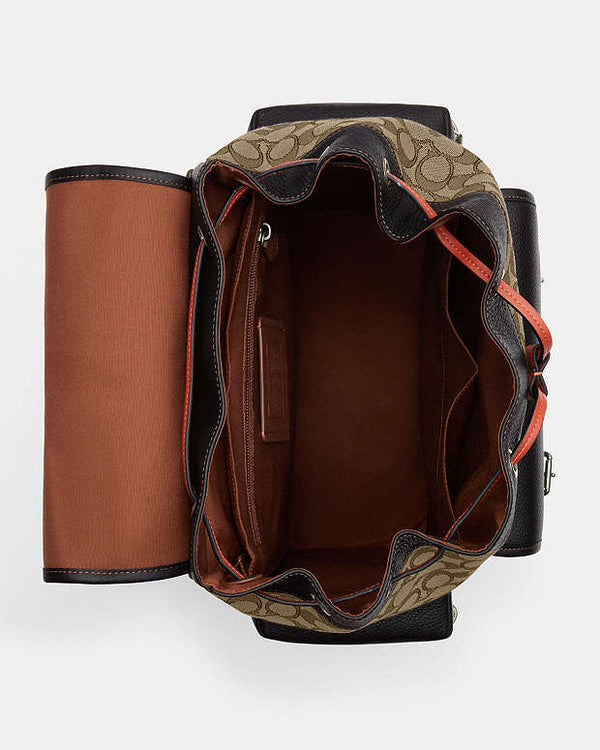 Coach Sprint Backpack In Signature Jacquard Signature Canvas-Black Antique Nickel-Khaki-Black Multi