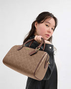 Coach Rowan Satchel Bag In Signature Canvas Signature Canvas-Gold-Tan-Brown