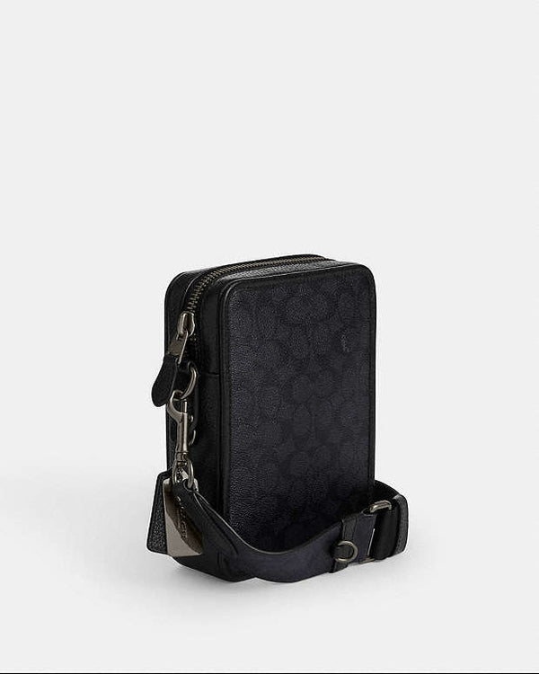 Coach Sullivan Crossbody In Signature Canvas Gunmetal-Charcoal-Black