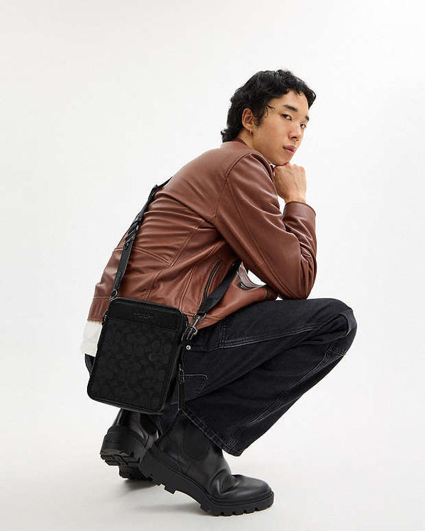 Coach Sullivan Crossbody In Signature Canvas Gunmetal-Charcoal-Black