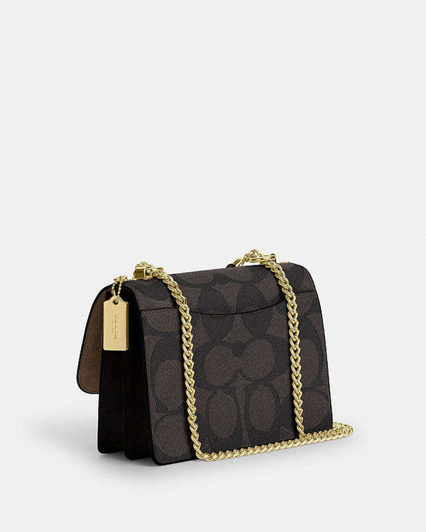Coach Klare Crossbody Bag In Blocked Signature Canvas Signature Canvas-Gold-Walnut-Tan