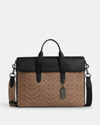 Coach Sullivan Portfolio Brief In Signature Canvas Signature Canvas-Qb-Tan-Black