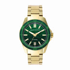 Armani Exchange Mens SPENCER Round Green Textured Date Dial Gold Plated Bracelet Watch AX1951