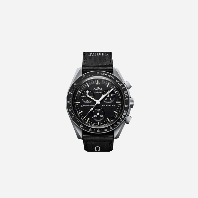 Omega X Swatch Black Grey Bioceramic Velcro MoonSwatch Mission To The Moon
